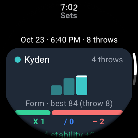 Watch: set summary with score bars